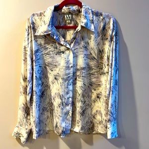 Worthington Women’s Long Sleeve Regular Fit Blouse Size Medium beige/purple/gray